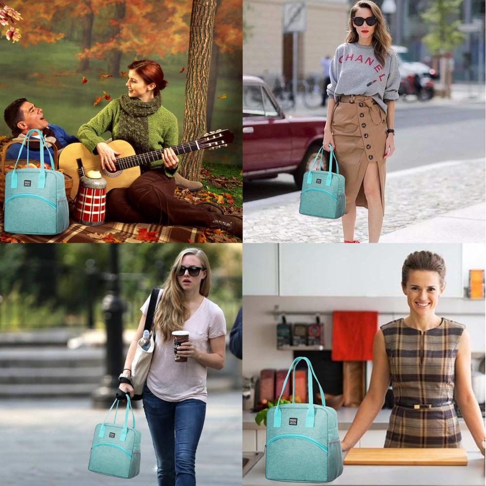 Mode Tote Lunch Tas Voor Vrouw Thermische Geïsoleerde Tas Voor Meisjes Draagbare Carry Winkelen Waterisistent Koeltas Oxford