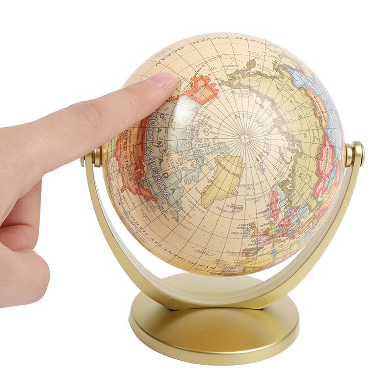 360 Degree Rotating World Globe Earth Antique Home Office Desktop Decor Geography Educational School Supplies Kids Learning