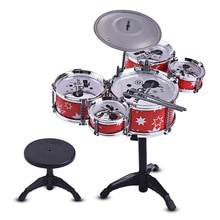 Kinderen Kids Jazz Drum Set Kit Musical Instrument Educatief Speelgoed 5 Drums + 1 Cimbaal Met Kleine Kruk Drum Sticks voor Kids