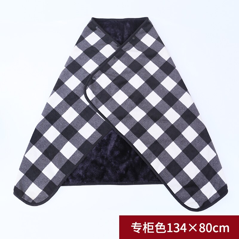 Plaid Hoodie Fleece Flanel Pluche Bts Serape Wearable Deken Sjaal Verdikking Deken Gooi Sweatshirt Deken Buffalo Plaid: Black Plaid / 80x135cm