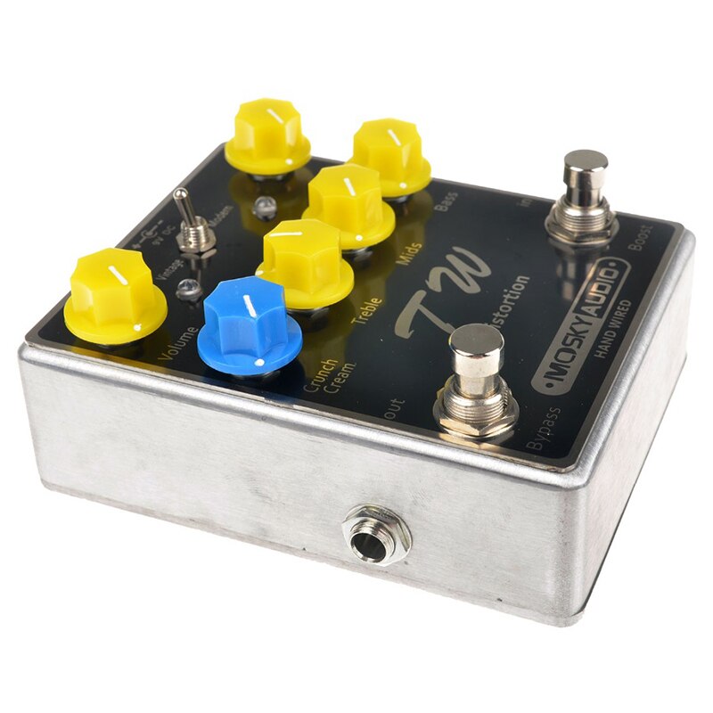 MOSKY TW Distortion Guitar Effect Pedal with Capacitors/Resistors/IC Three Band EQ Effects True Bypass Full Metal Shell