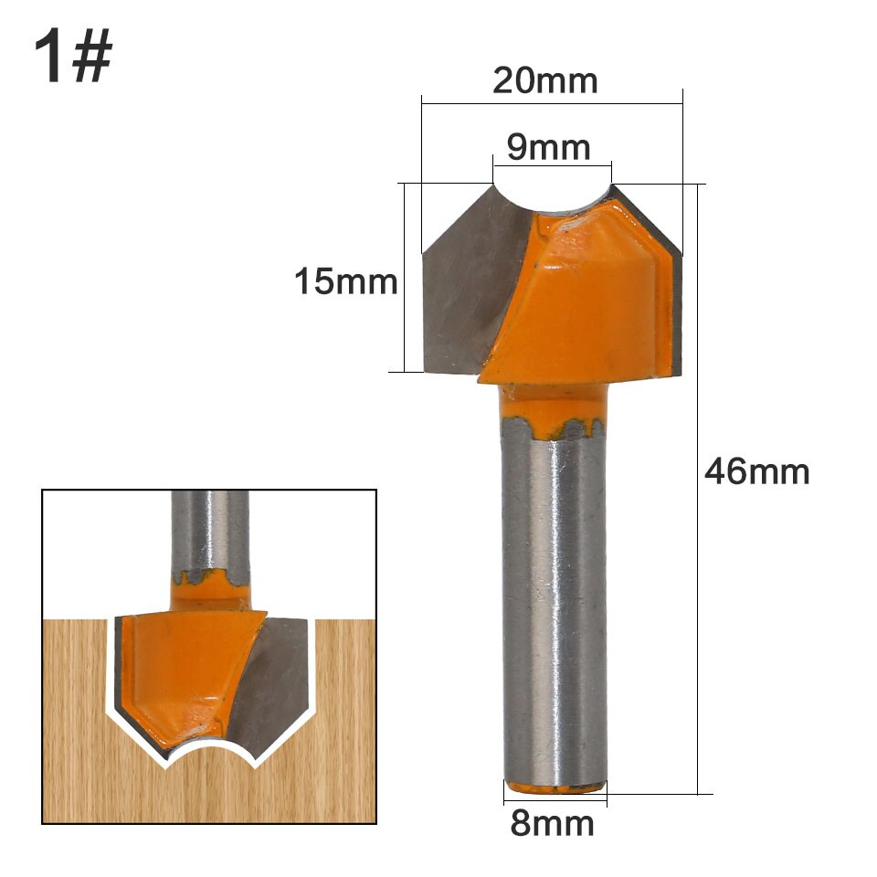 1Pc 8mm Schaft Klassische Doppel Arc Dragon Ball Holz Router Bit C3 Hartmetall Holzbearbeitung Gravur Cutter Werkzeuge Günstige preis: NO 1