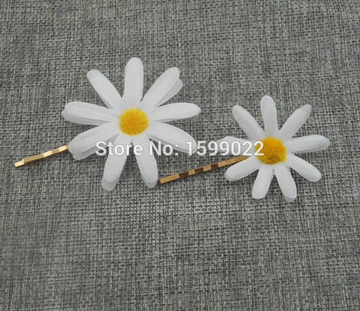 Fresh White Daisy Hair Pins Artificial Fabric Flowers Clips for Women Accessories Bride Jewelry Bridal Head Piece Party Headwear