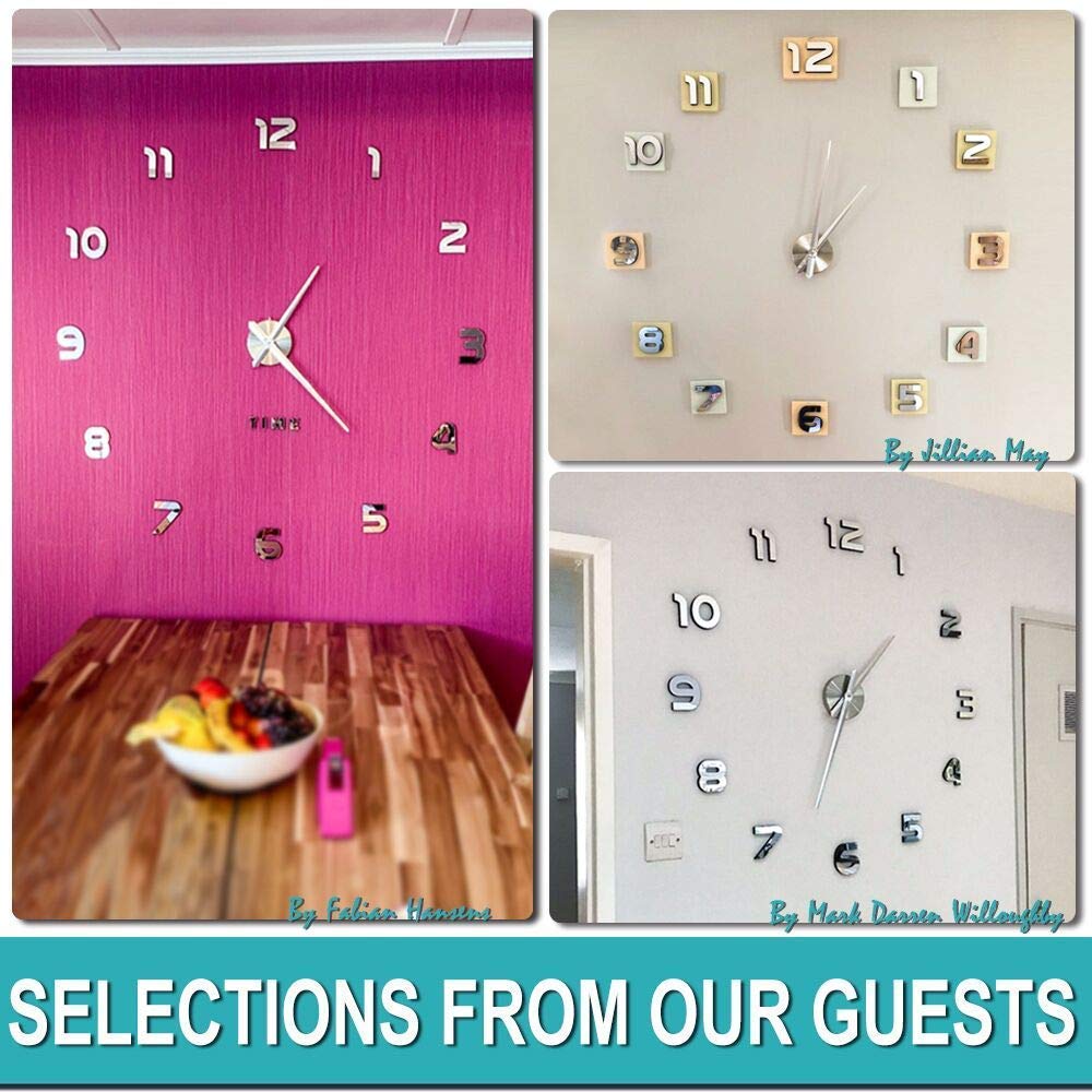 Rammeløs diy digital veggklokke 3d akryl speil veggur stor stum vegg klistremerker til stue soverom hjemme dekorasjoner