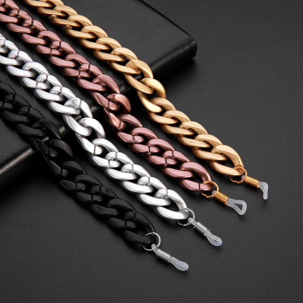 Kvinder satin akryl solbrilleholder kæder mat guld brun sort grå maske kæde lanyard brillesnor brillestrop reb
