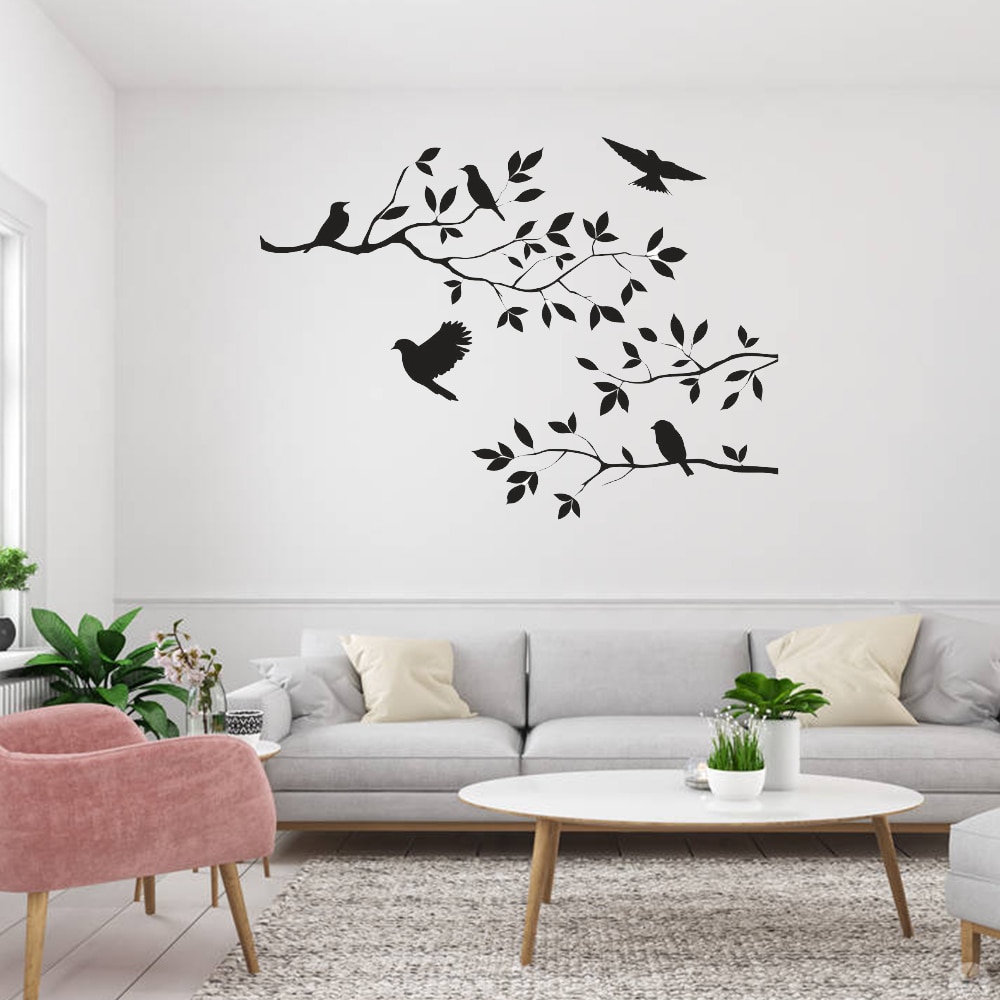 Muursticker - Vogels - Kleurrijk - Tak