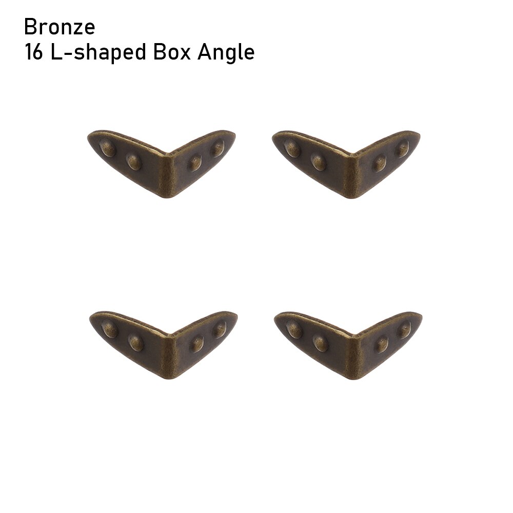 4 pçs/set mini artesanato de metal diy manual boneca sacos mala caixa peças caso protetor canto bagagem tronco caixa bloqueio acessórios: Bronze L-shaped