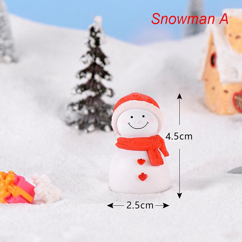 1Pair Resin Mini Couple Snowman Statue Craftwork Garden Miniature Micro Landscape Decoration Maison Christmas