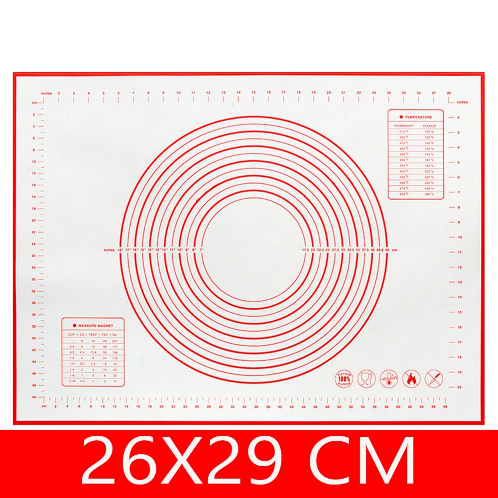 Tapis de cuisson en Silicone antiadhésif avec echelle, tapis de pâte à rouler, tapis de pétrir, feuille de pâtisserie de cuisine: Red 26 29cm
