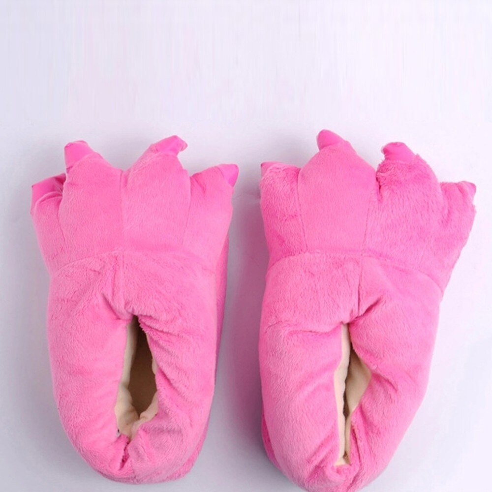 Kid Baby Girls Winter Warm Indoor Slippers Funny Animal Paw Monster Claw Shoes Soft Plush Children Shoes Warm Home Slippers: Hot Pink