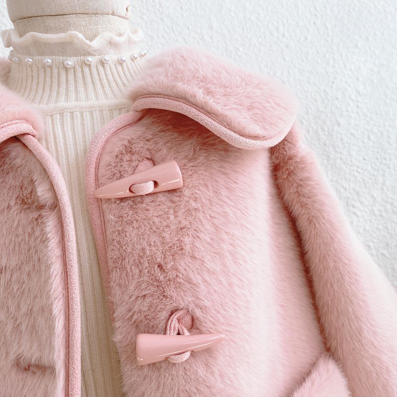 Meisjes Lange Imitatie Bontjas Kinderen Winter Dikke Jas + Bag4-11Y