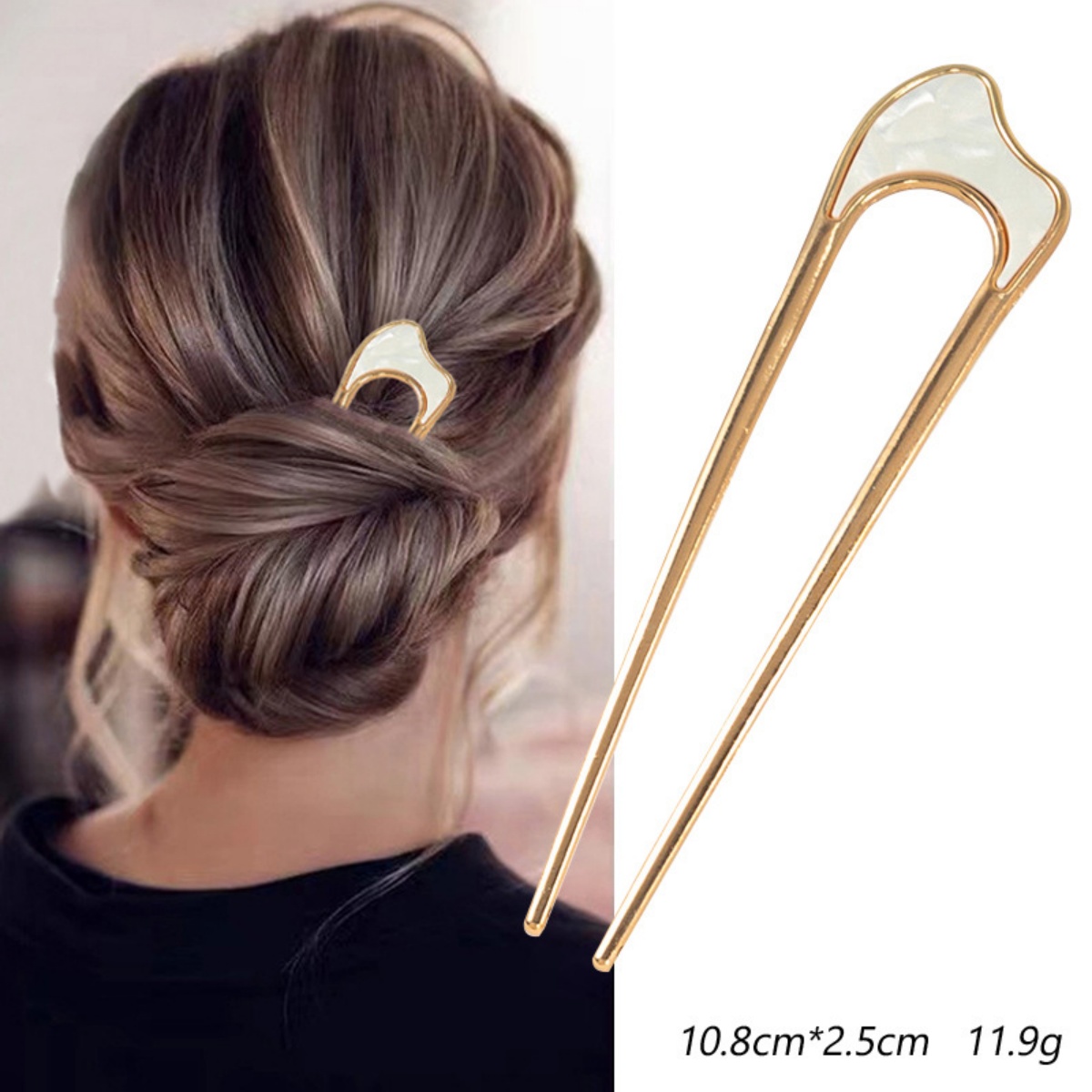Horquilla de concha, horquillas de Metal en forma de U, horquilla para el cabello, horquilla para el cabello francesa, accesorios para el cabello simples y de para mujer: Plata