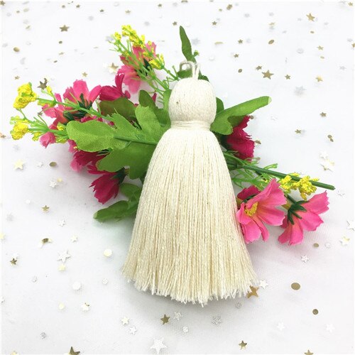 1 st fluffigt kort hängrep tofsar smycken hemtextil gardinkläder hängande hantverk 19cm tofsar diy kläder dekormaterial: Beige