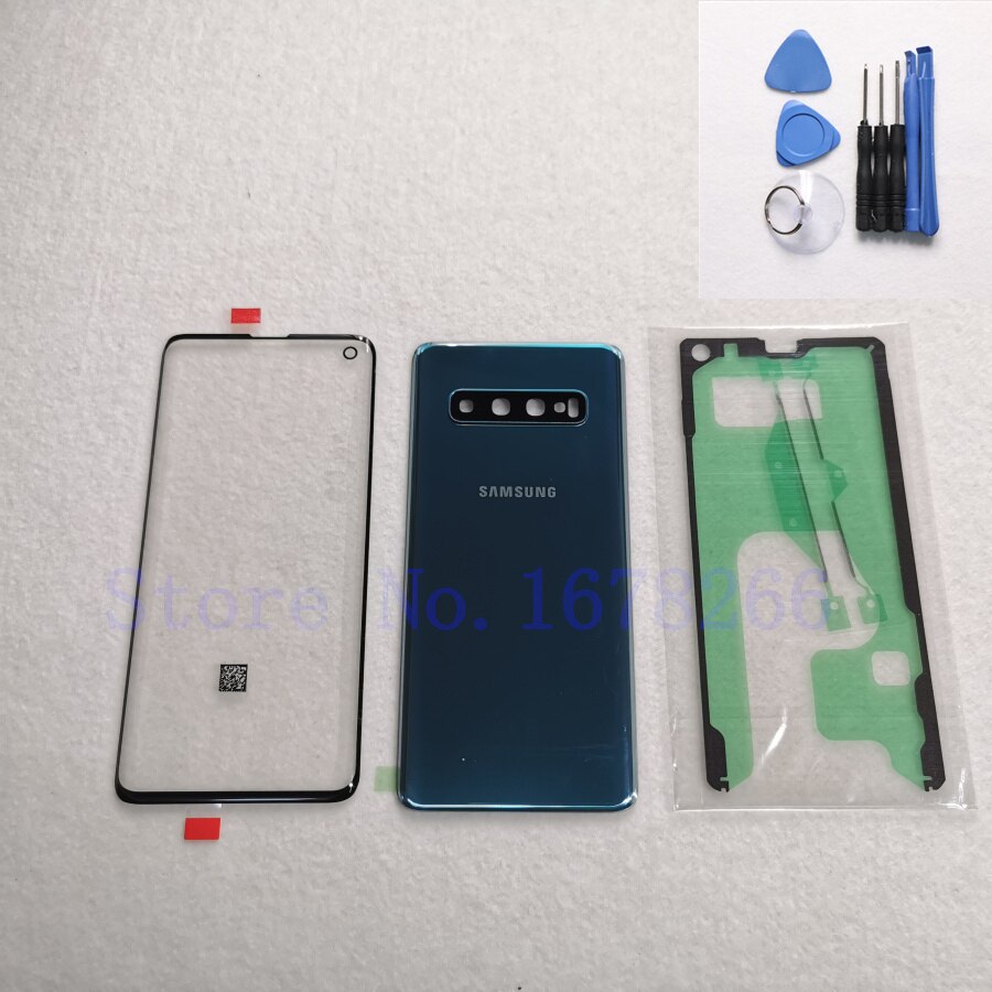 SAMSUNG Galaxy S10 Plus S10e S10 G970 G973 G975 G973F Front Touch Panel Outer Lens + Rear Battery Door Back Glass Housing Cover: S10 green
