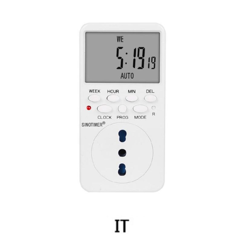 Digital timer-stik  ac230v -tidsrelæ programmerbart eu/us/uk/isr/br/it stik