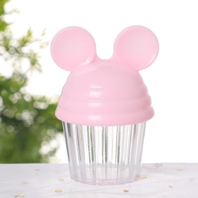 12 pièces dessin animé en plastique boîte à bonbons mignon rond étui d'emballage de rangement pour mariage bébé douche anniversaire: Rose