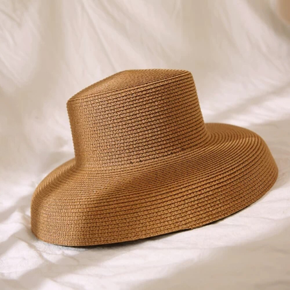 Sorte solhatte bucket cap til kvinder sommer stråhat flad top kvindelig strandhat panama hatte chapeu feminino: 1