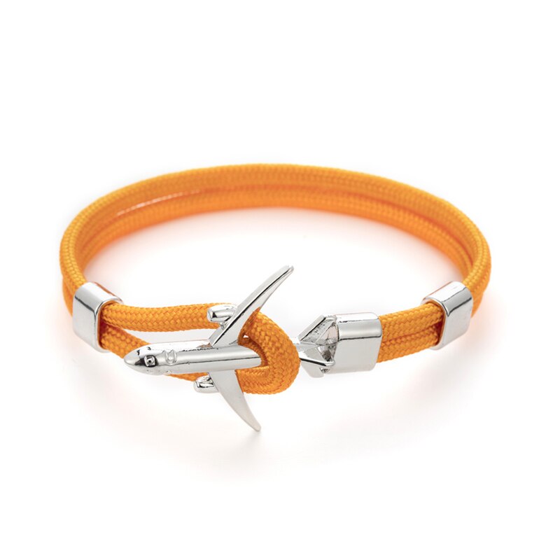 20 farben Silber Anker Armbänder Männer Frauen Charme Seil Kette Paar Armband Metall Flugzeug Leder Haken Homme Schmuck: FS-06