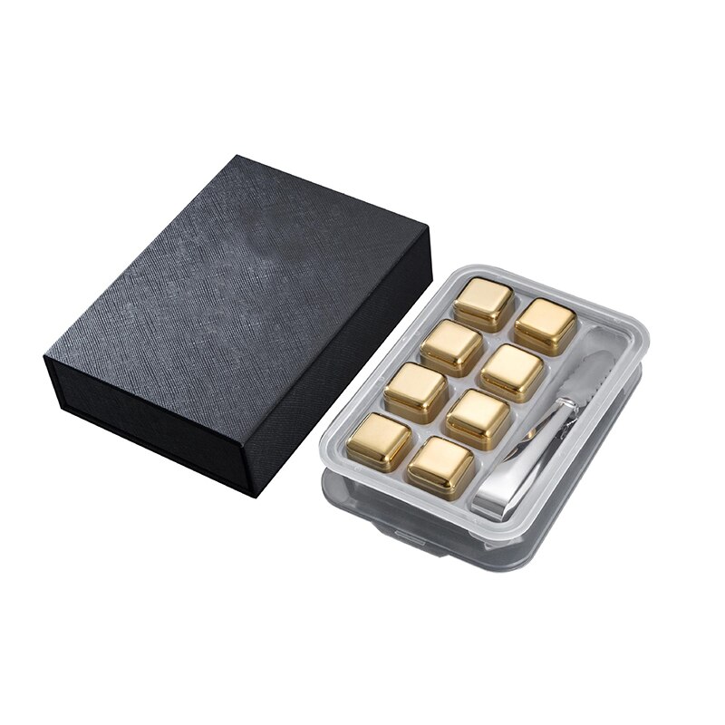 6/8PCS Boxed Stainless Steel Whiskey Stones Ice Cubes Eco-Friendly Stone For Wine Cooler Whiskey Stones Cube Beer Chillers