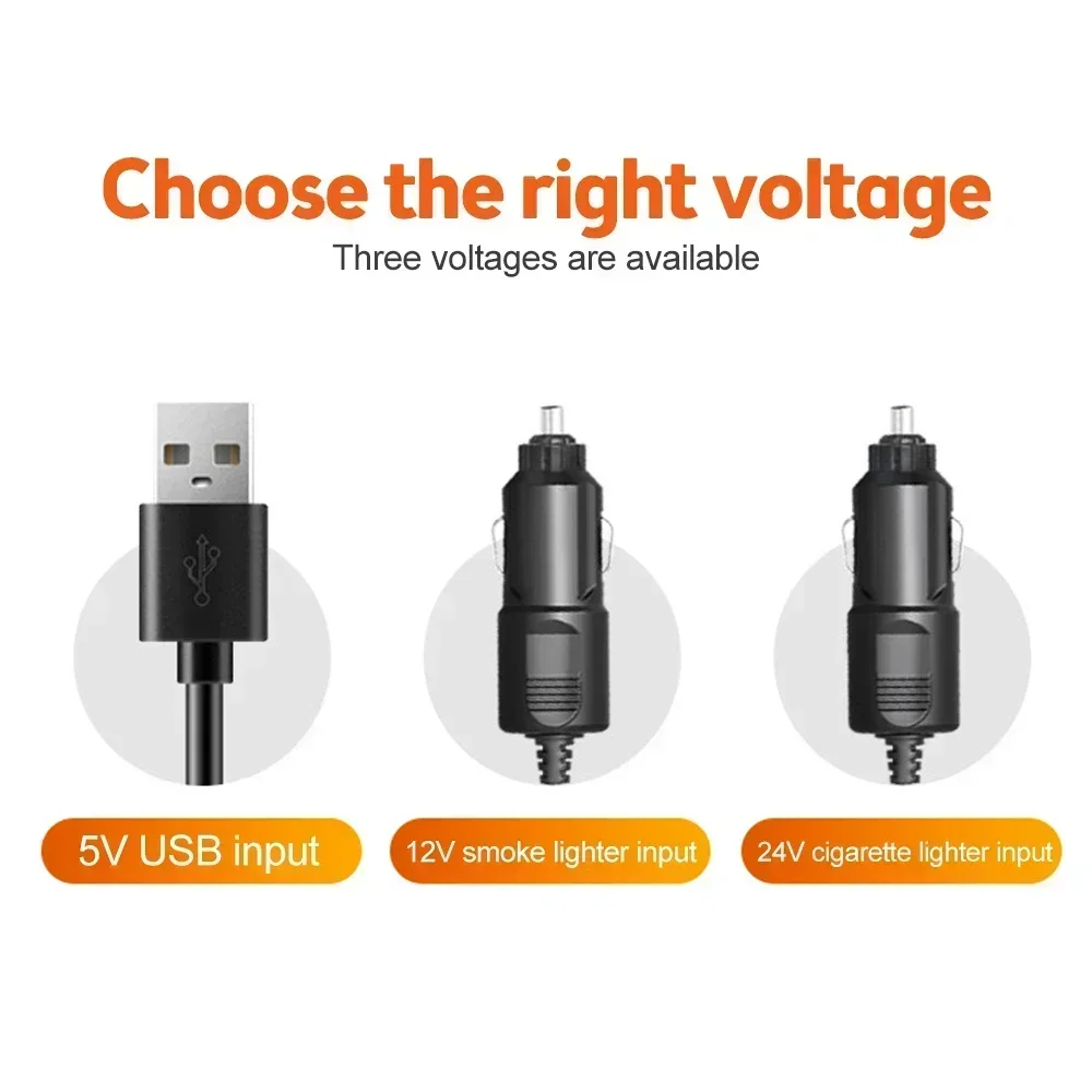 Bilvifte kjøling bil elektrisk vifte 360 ° justerbar 3 hoder usb /12v/24v vifte 2 hastighet stille kjøler for dashbord bobil lastebil suv