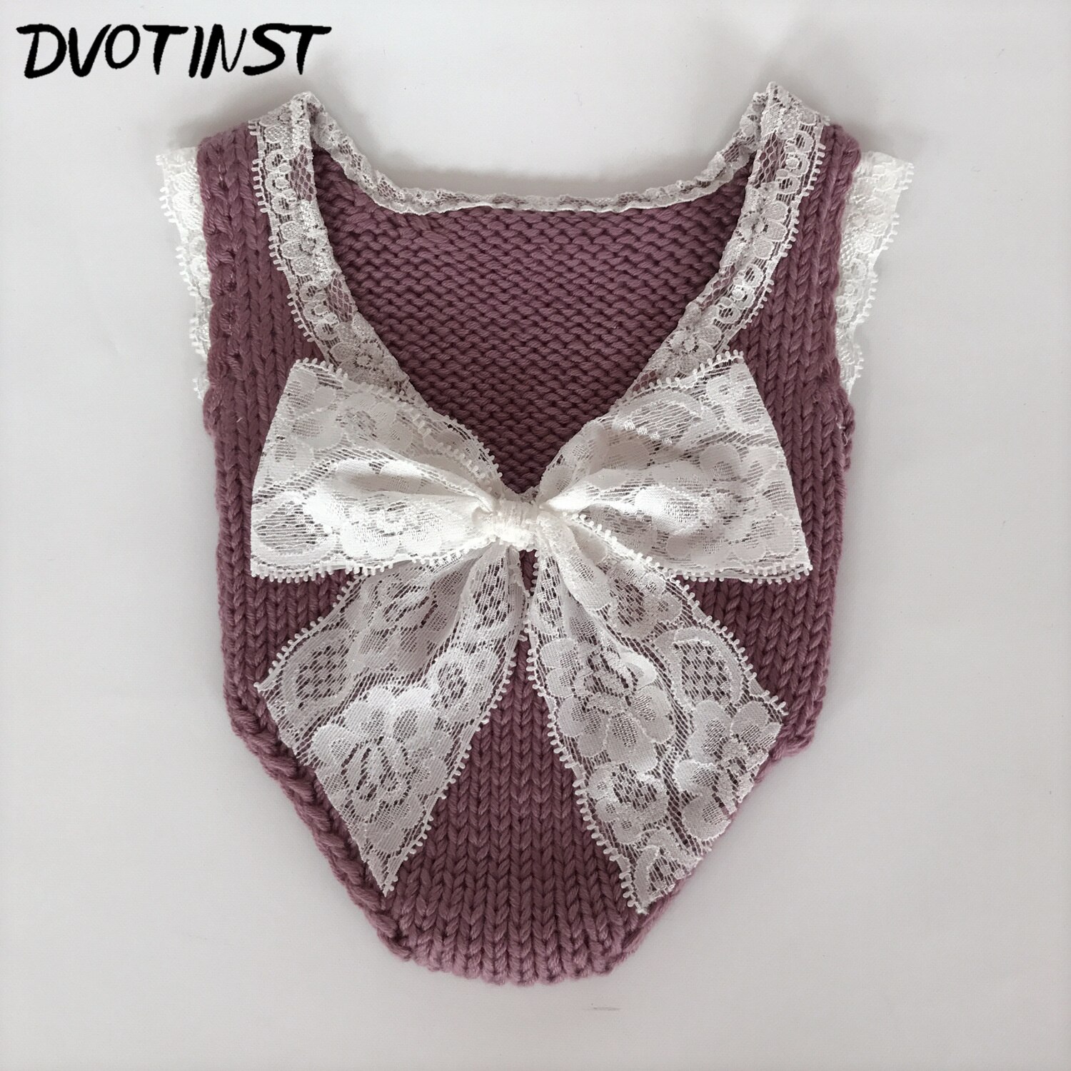Baby Photography Props Crochet Knitted Newborn Lace Bodysuit Clothes Romper Fotografia Accessories Infantil Studio Shoot Photo: Purple