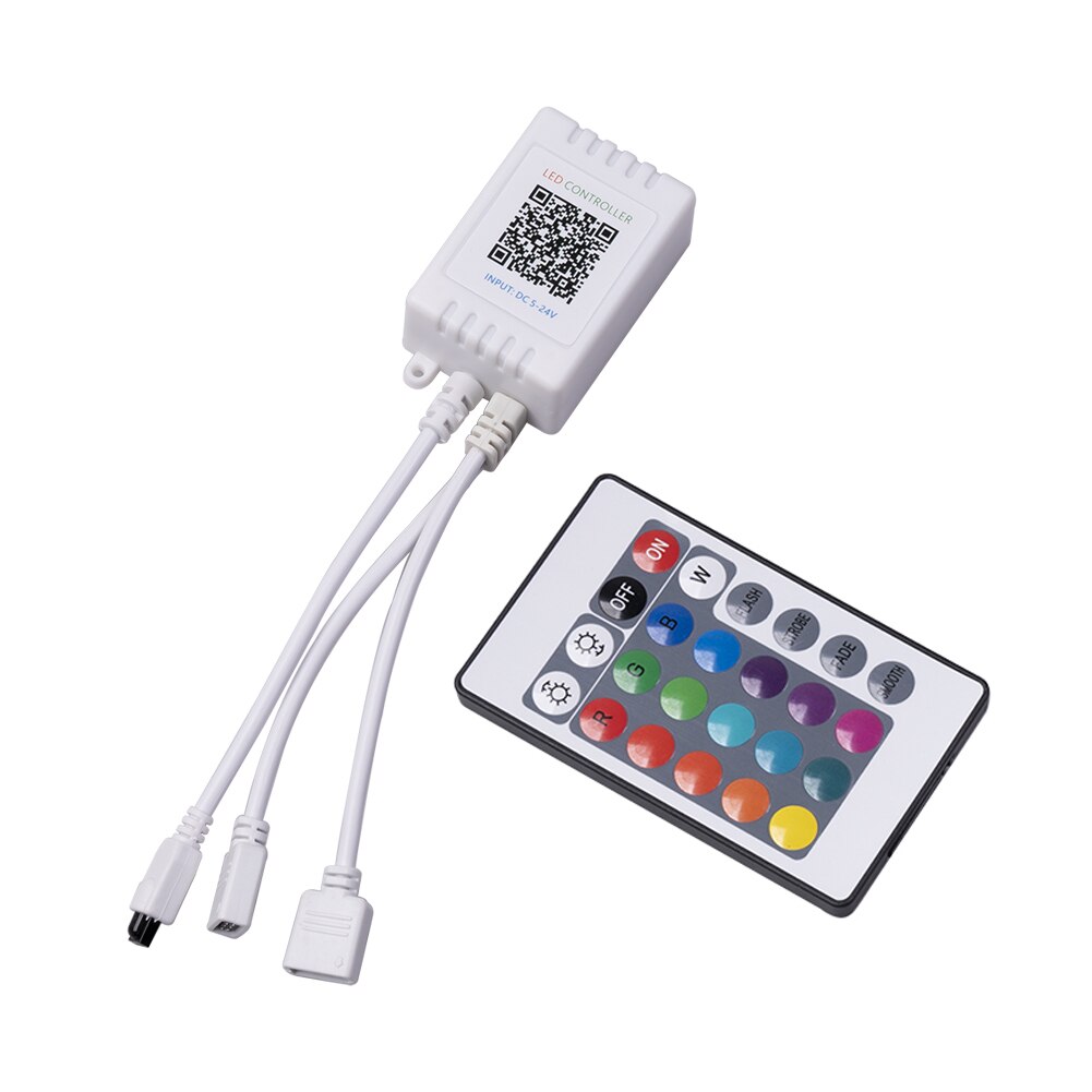 LED Strip Light IR Remote Wireless Controller Kit 1 to 2 LED Controler Box 24 Keys IR Remote Controller for RGB LED Lights Strip