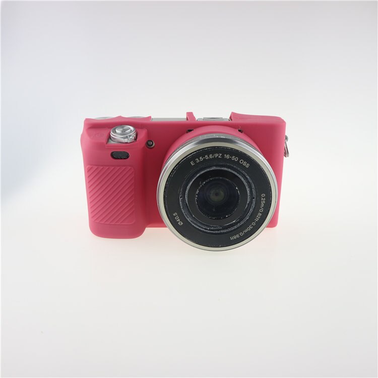 Belle housse de protection pour Sony A6000 ILCE-6000L 16-50mm lentille TPU souple en caoutchouc de Silicone: Rose red