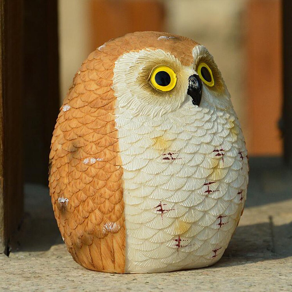 Realistic Owl Figurines Statues Bird Scarer Sculptures Home Garden Decor