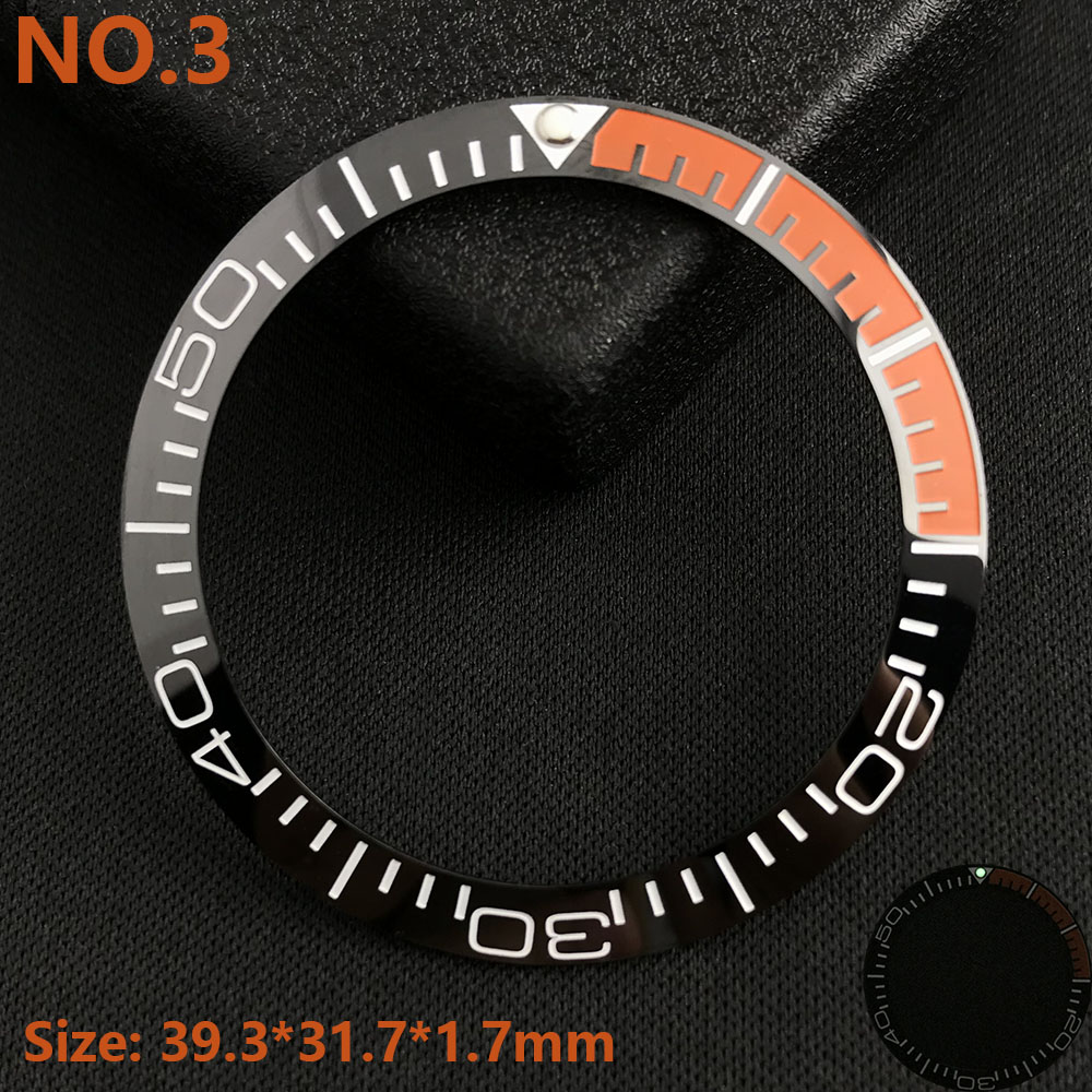39.3*31.7 or 40.7*32.7mm Sloping Luminous Ceramic Bezel Insert Replacement of watch accessories Ceramic Bezel Insert: Gold