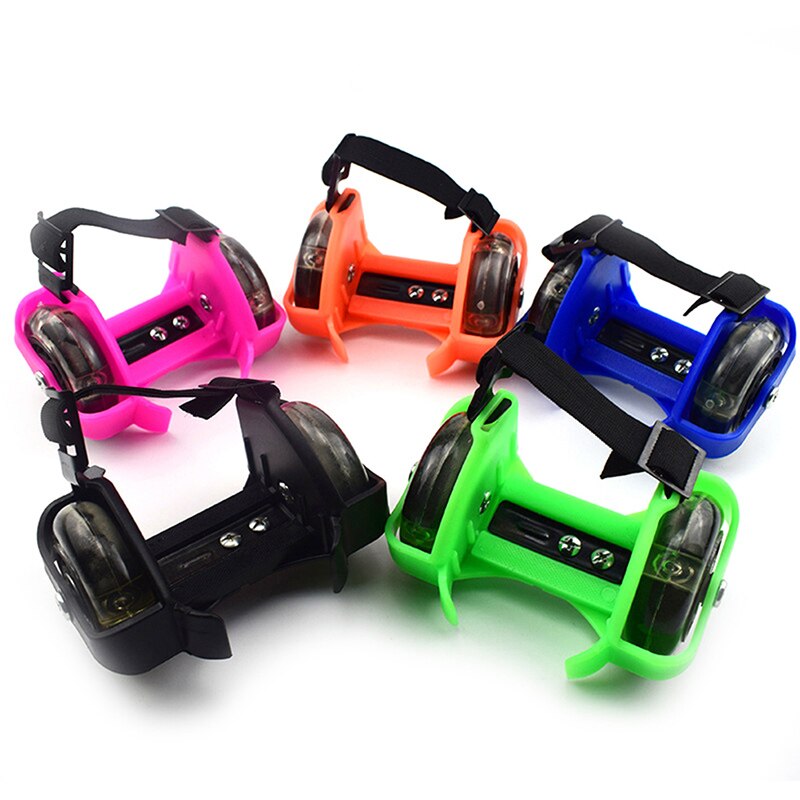 Two-Wheeled Heel Wheels Adjustable Roller Skates PVC Tricolor Luminous Wheel Shoes For Children &amp;T8