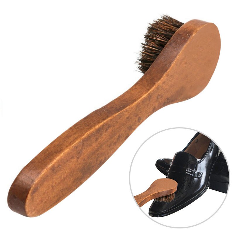 Wooden Handle Shoe Boot Cleaning Brush Cleaner Polish Applicator Shine
