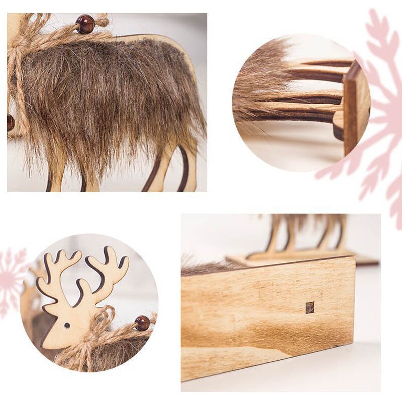 3 Maten Kerst Herten Houten Xmas Tree Harige Elanden Hangers Ornamenten Voor Home Christmas Party Decoratie Benodigdheden L