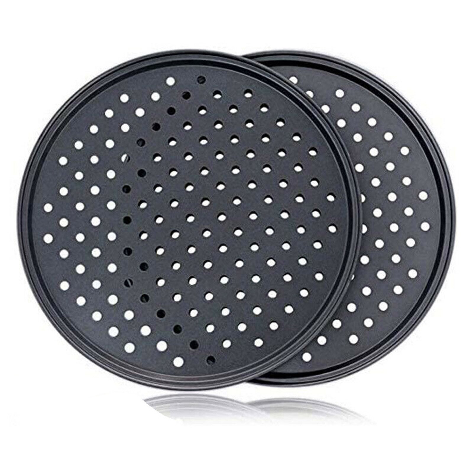 32cm non-stick baking tool round carbon steel punching pizza mold baking tray (12 inch) pizza pan non-stick coating#40