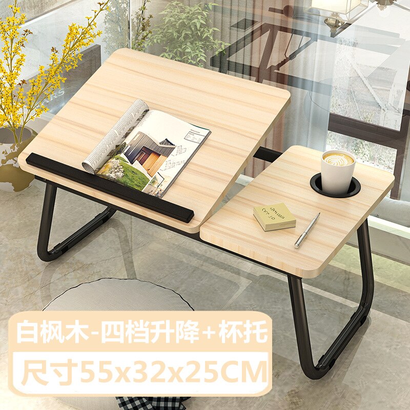 Escritorio plegable para Laptop para la cama computadora portátil bandeja para mesa de sofá para escribir 4 ángulos Mesa ajustable para Laptop con sostenedor de taza: 3