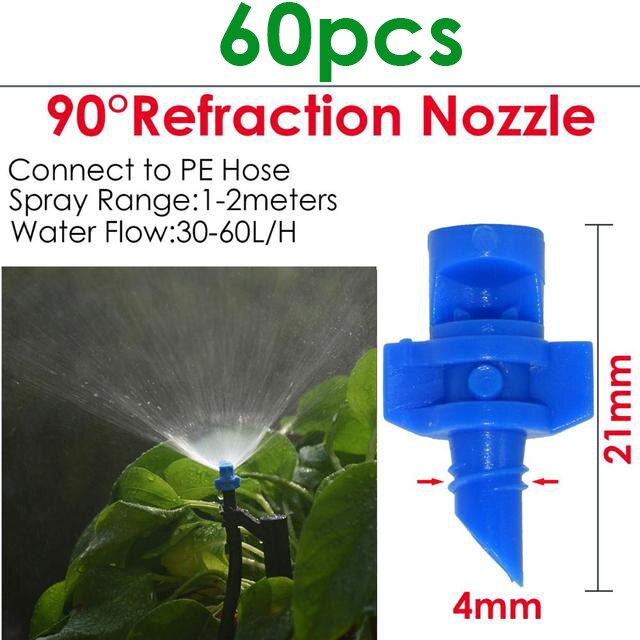 20PCS 90/180/360 Degree Angle Simple Refraction Nozzle Sprinkler Head Thread Connection Garden Tree Irrigation Mist Sprayer: C-90-60PCS