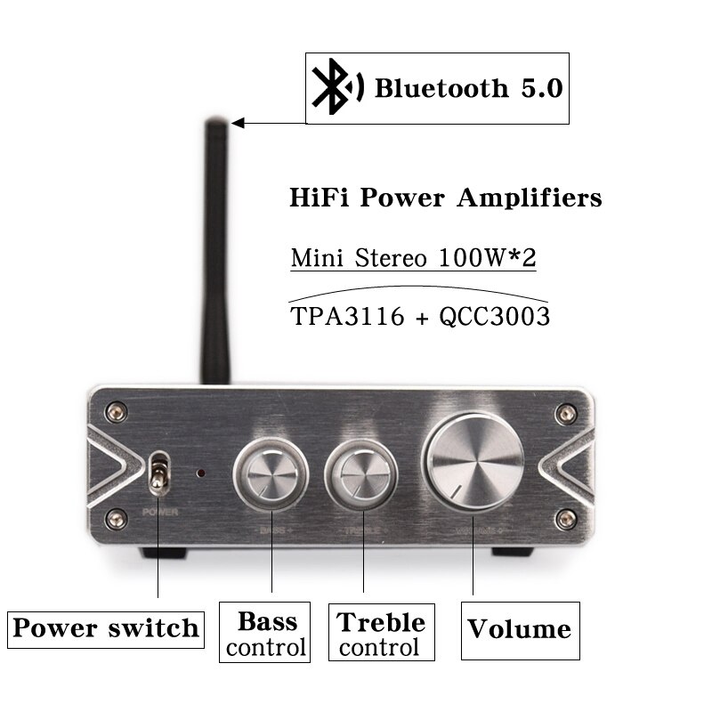 HIFIDIY Live HiFi 2,0 Volle Digitale Audio- Energie Verstärker 100W * 2 Bluetooth 5,0 QCC3003 TPA3116 tonal höHenne und Bass einstellung