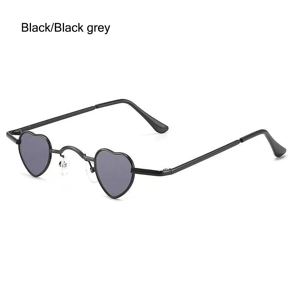 Gafas de sol con forma de corazón, lentes de sol con montura metálica, estilo Hip Hop, Punk: Black-Black grey
