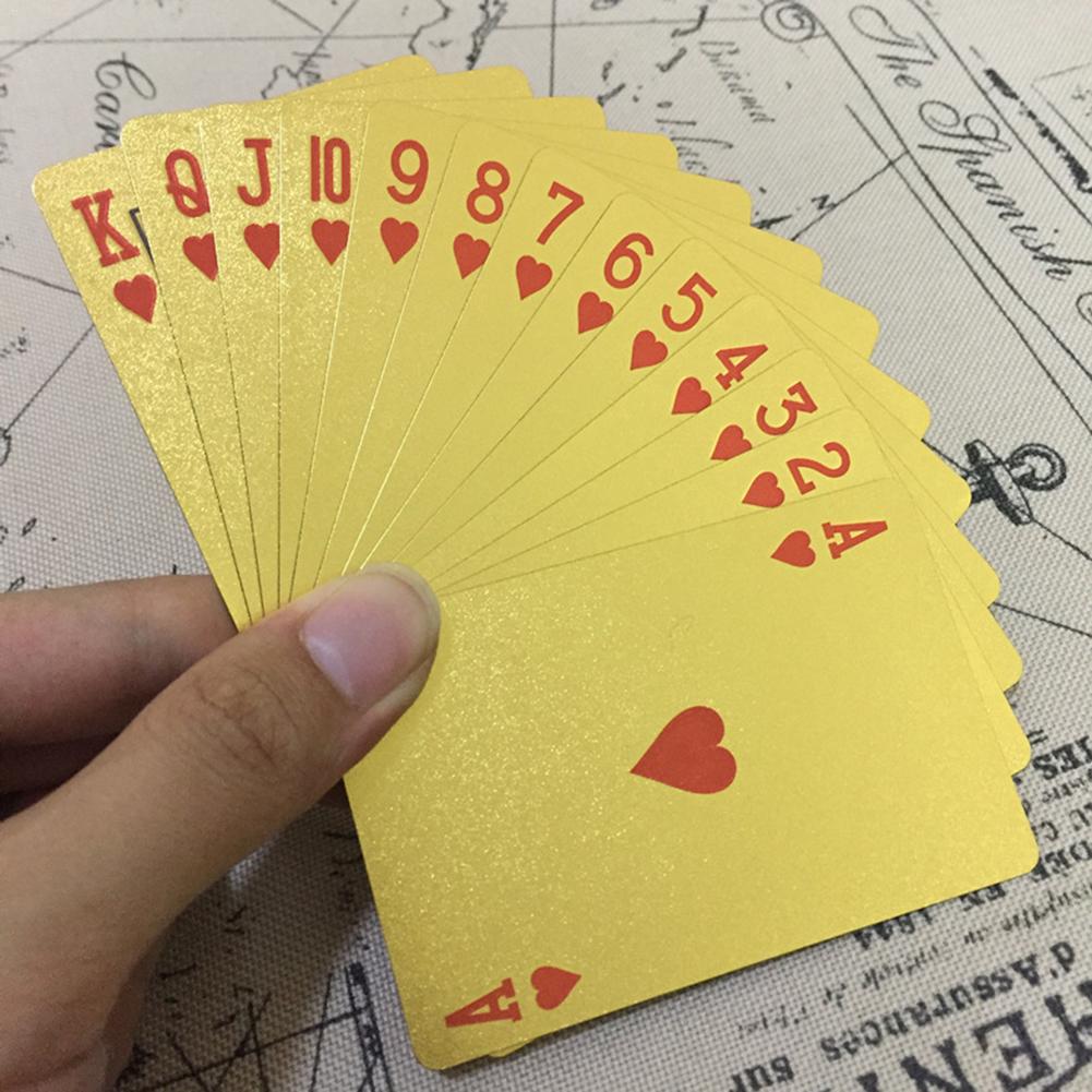 24K Gold Playing Cards Plastic Waterproof Gold Silver Poker Magic Card Camping Collection Board Game Deck Poker Cards