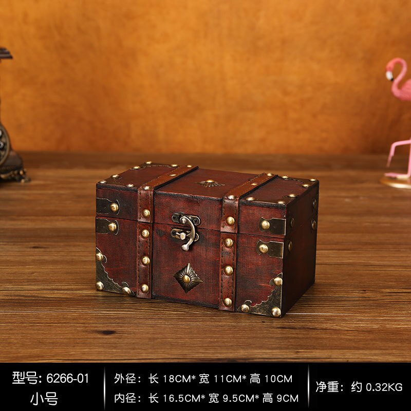 European Retro Wooden Storage Box Square Jewelry Planner Box Props Storage Crafts Desk Accessories Organizer Storage Stationery: Small