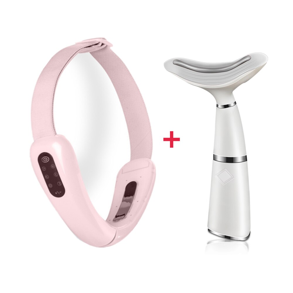 Ceinture de Lifting du visage en V + Machine de soins du cou, thérapie photonique LED, outil amincissant pour le visage, masseur vibrant, réduit le Double menton, dispositif de levage du visage: Face Neck Care 4