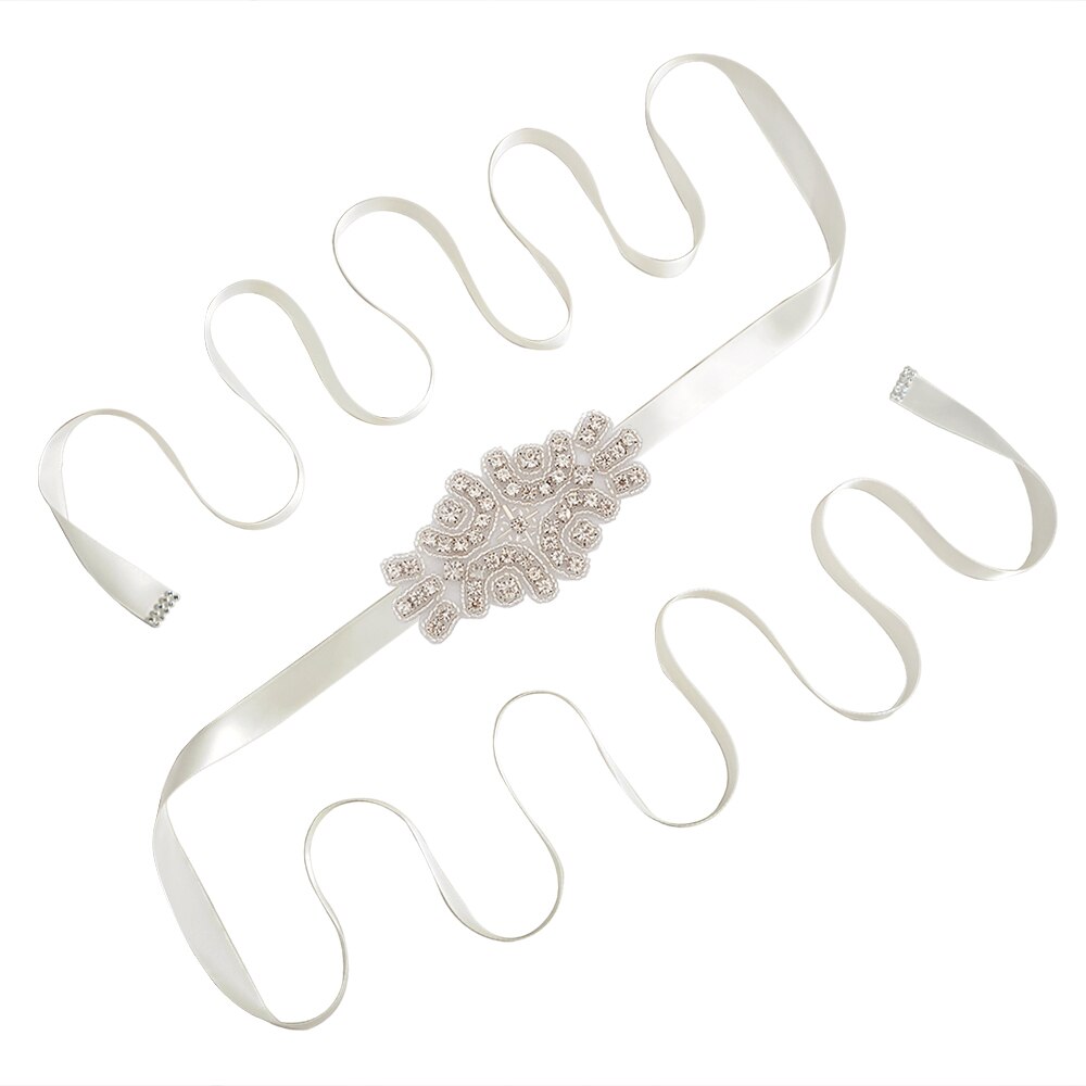 TRiXY S03 Rhinestone Belts Wedding Belt Brides Dresses for Wedding Dress Diamond Belt Skinny Waist Beads Wedding Accessories: off white