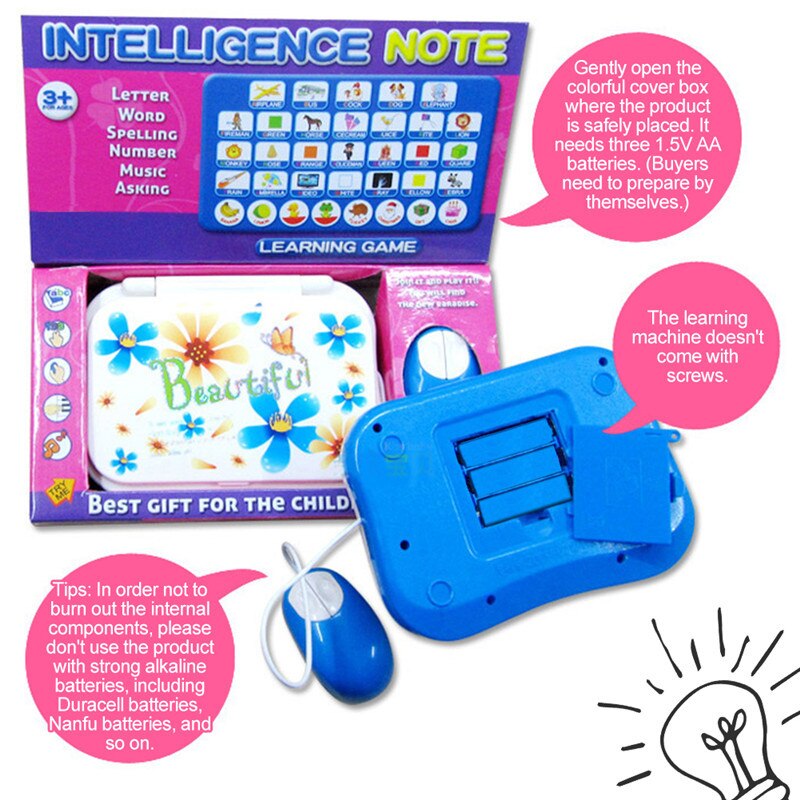 Simulation Computer With Mouse Mini Colorful Puzzle Toy Early Learning Education Machine Tablet Toy Random Color