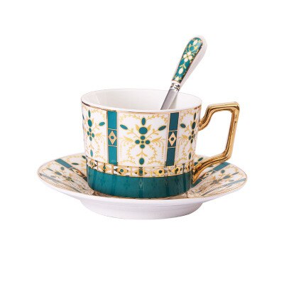 3pcs/set Nordic Phnom Penh Ceramic Coffee Cup Dish British Afternoon Tea Cup Flower Tea Set with Tray and Spoon: B