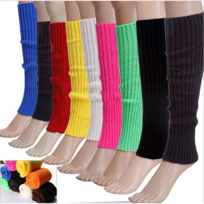 Femmes solide couleur bonbon tricot jambières femmes chaussettes Style ample botte genou haute botte bas Leggings bottes quotidien