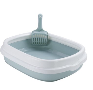 Cat Litter Box Splash-Proof Semi-Enclosed Detachable Cat Toilet With Spoon Deodorizing Cat And Kitten Cage Can Put Sandbox Suppl: Blue