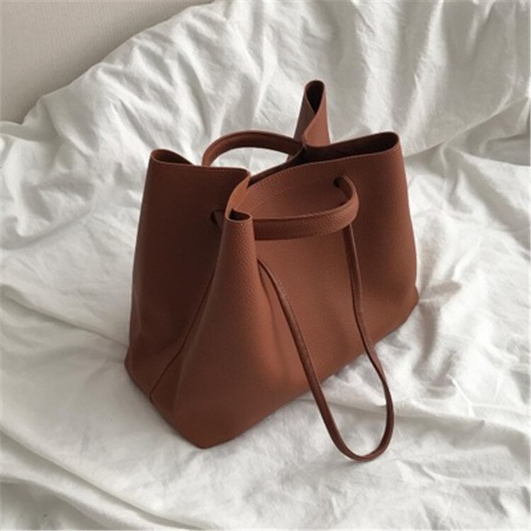 Yiyi's-Bolso de mujer retro popular de Corea del Sur, bolso de hombro portátil simple, novedad de: Brown