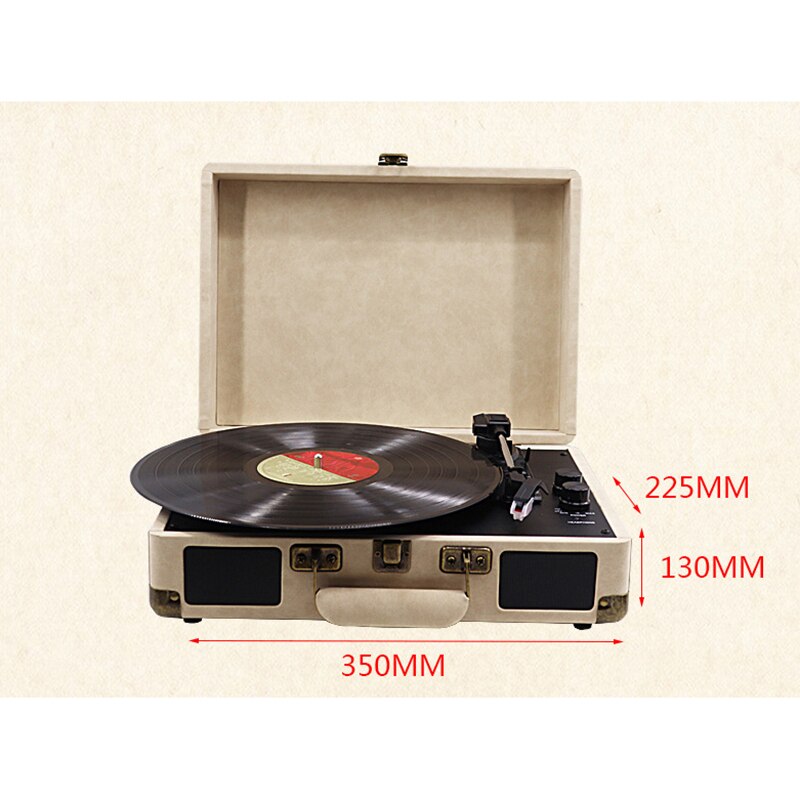 33/45/78 RPM Vintage Brown Wireless bluetooth ortable Suitcase Turntable Vinyl Record Phone Player Aux-in Line-out 100-240V