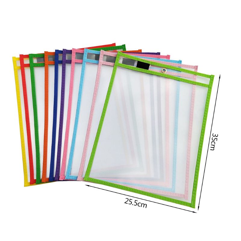 10Pcs Dry Erase File Folder Document Bag For Reusable Writing And Wiping Bags For Office And School Supplies 24BB