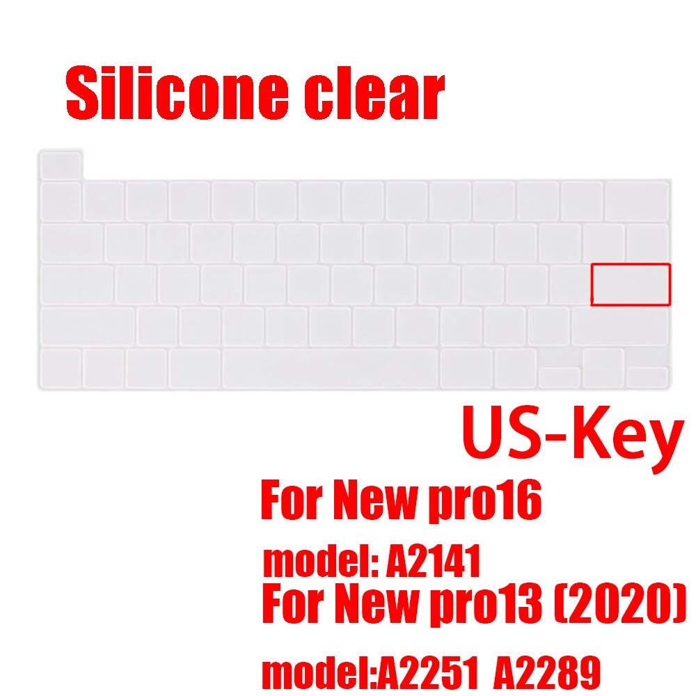 For macbook Pro13 pro16 keyboard cover With ñ Spanish protector Keyboard case Keyboard protective film A2289A2251 A2141: Clear US
