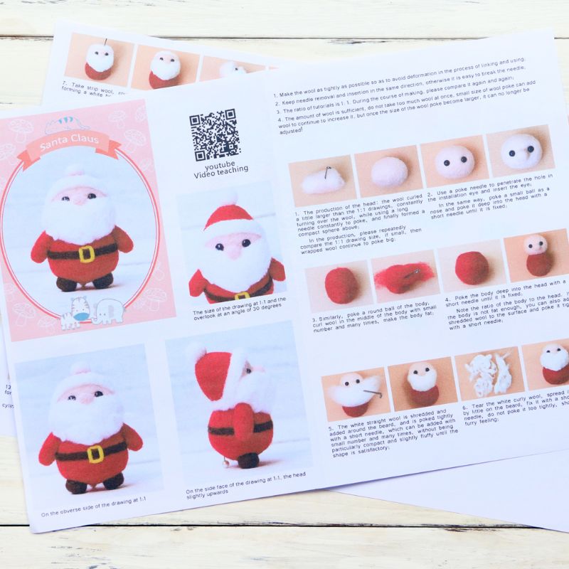 Santa Claus Doll Wool Felt Craft DIY Non Finished Poked Set Handcraft Kit for Needle Material Bag Doll For Christmas